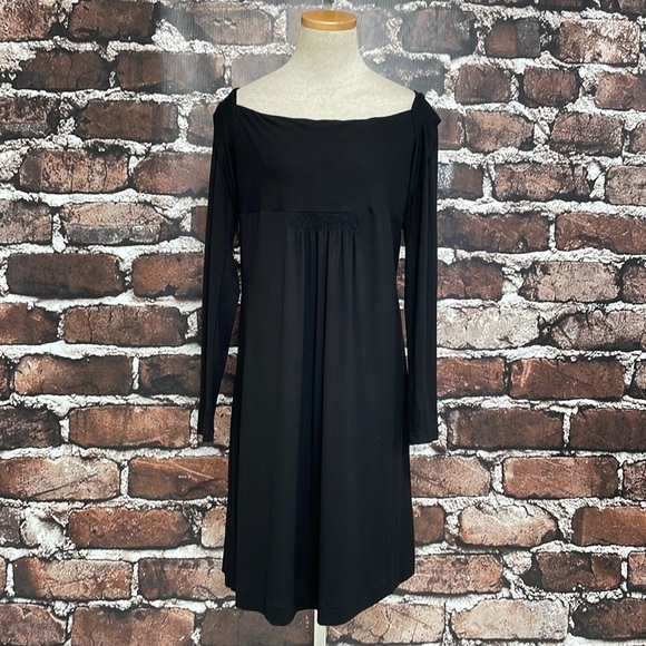 Trussardi Jeans NWT Midi Dress Long Sleeve Rectangle Neck Black Size X Large XL - Picture 5 of 16